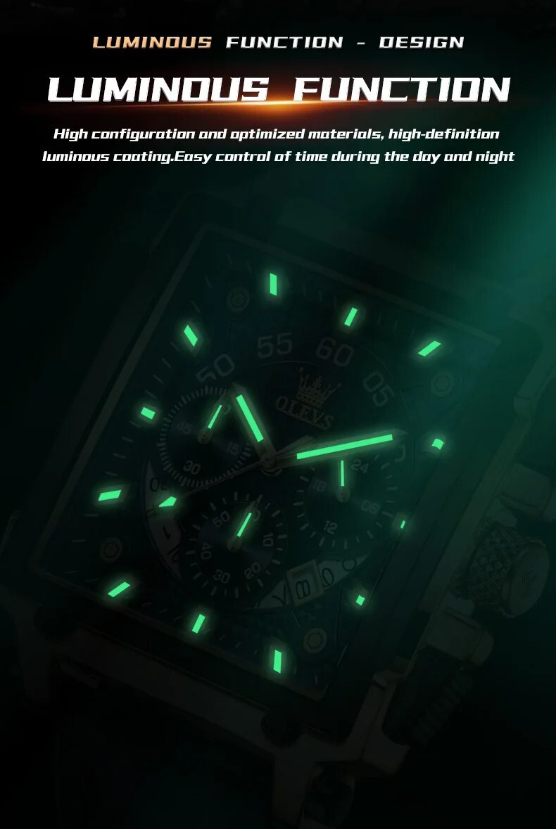 Waterproof Quartz Luminous Business Luxury OLEVS Men’s Men Watch Date Strap