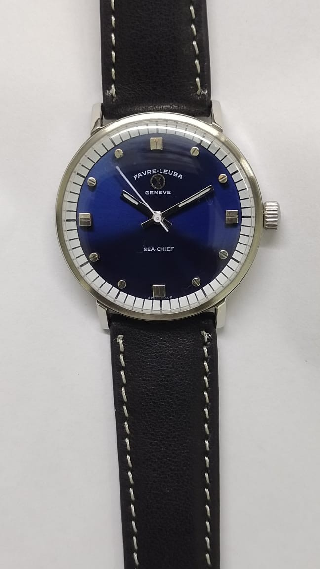 Favre Leuba Geneva Sea-chief Date-winding Men’ Watch Swiss Made Blue Dial 92001