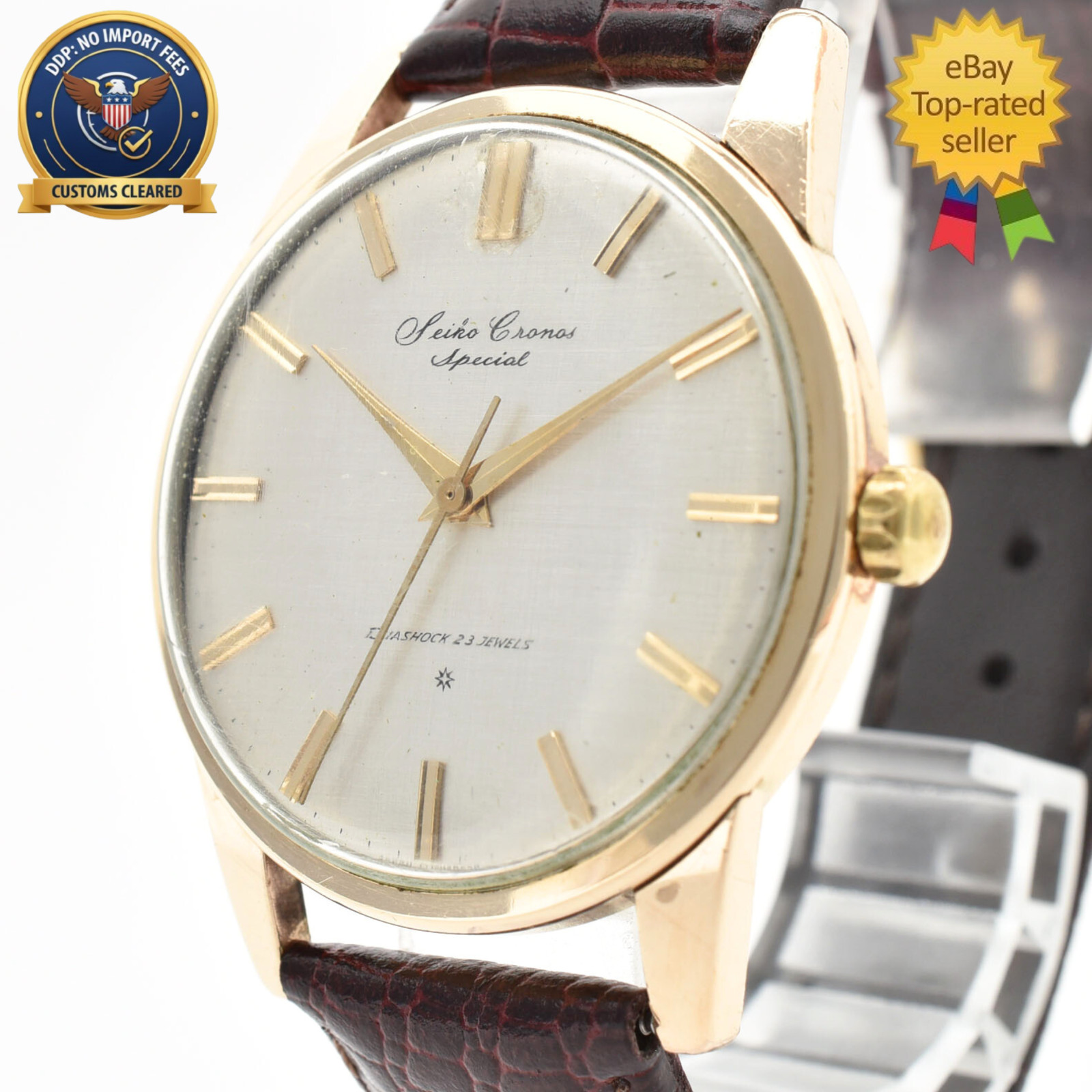 [Exc+5 New Belt] SEIKO Cronos Special 15033 Gold 36mm Men’s Manual Vintage Watch