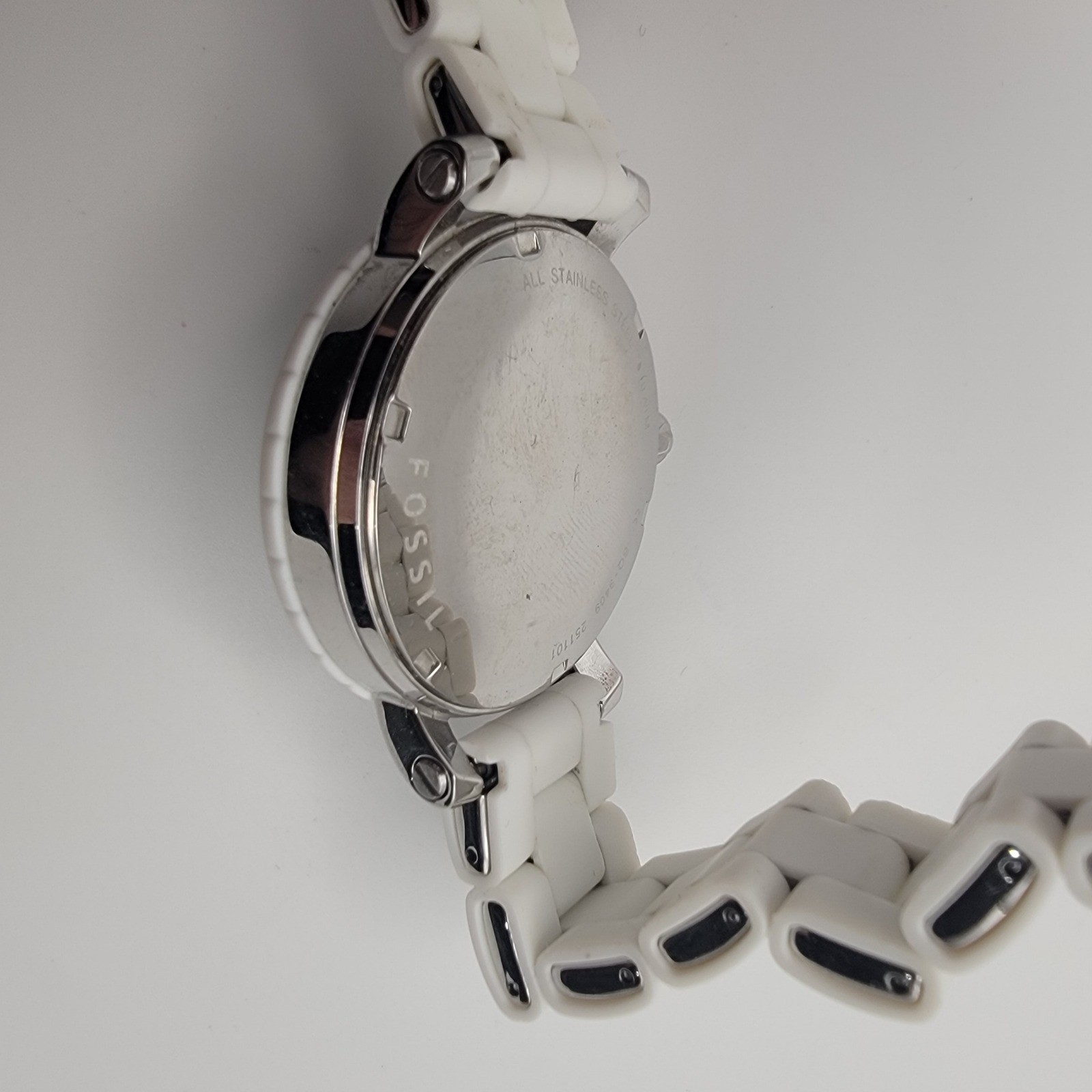 Fossil BQ9409 Watch Womens White Plastic 37mm Quartz Day Date 10 ATM