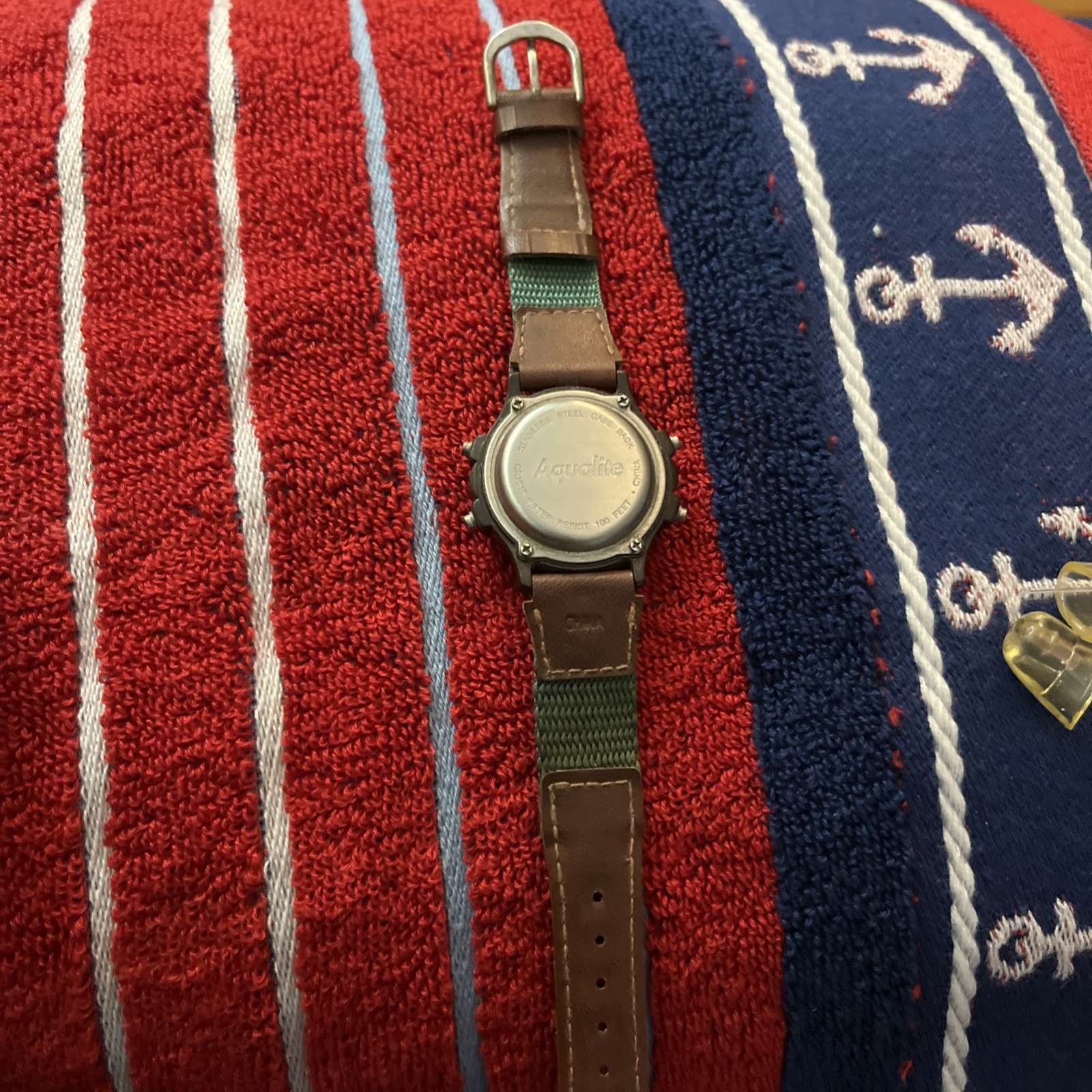 Vintage Mens Aqualite Chrono WR 100 ft Back Light Brown