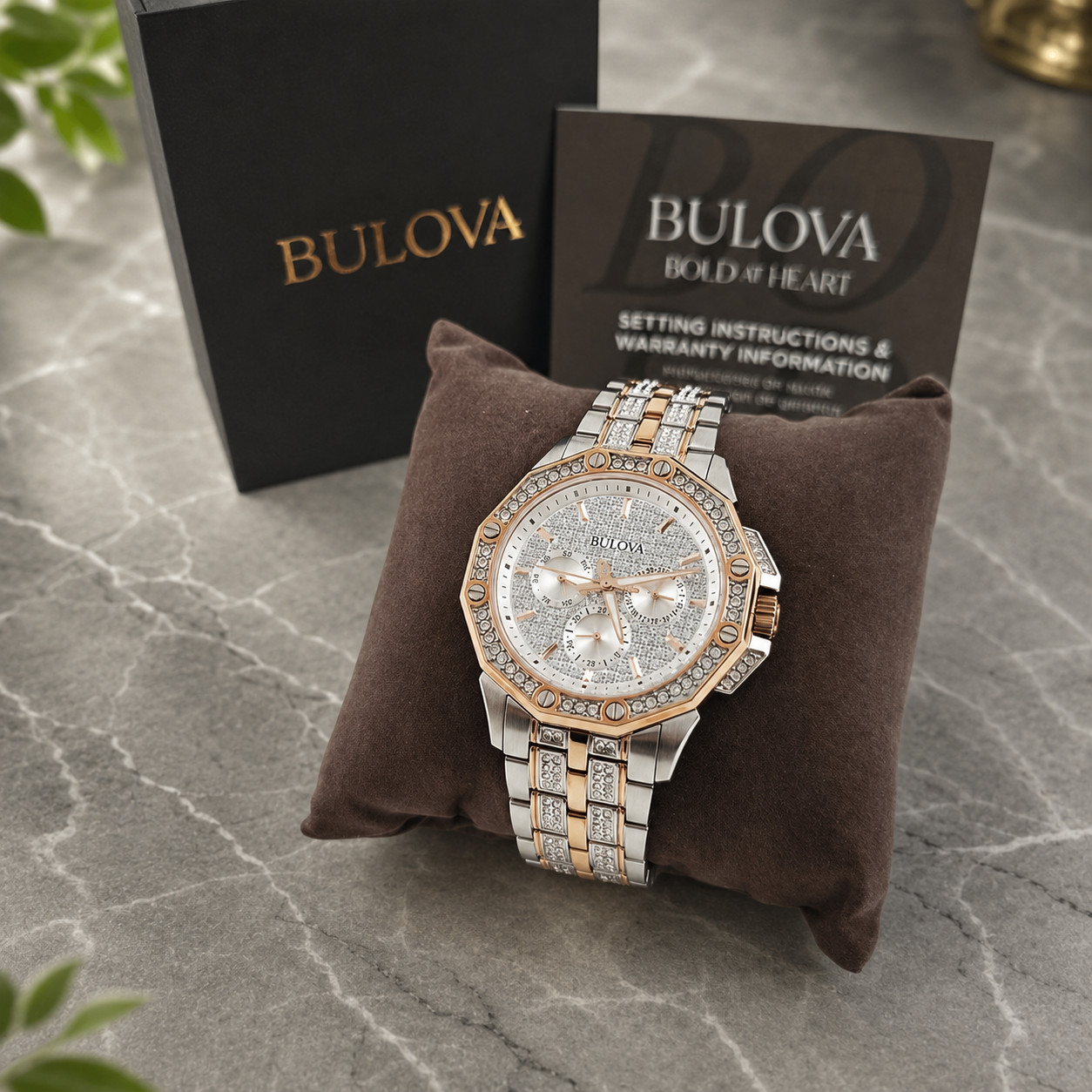 Bulova Crystal Octava 98C133 Men’s Gold Silver Two-Tone Quartz Watch 41.5mm
