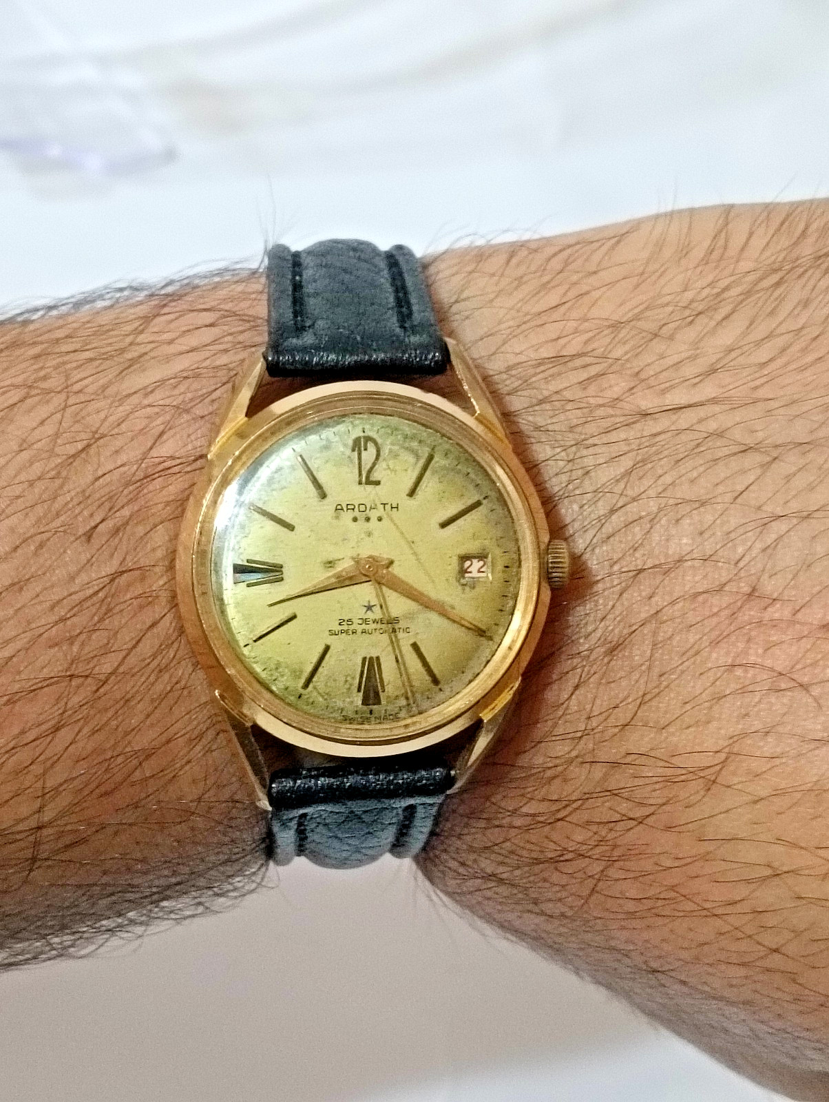 Vintage Ardath Super Automatic 25 Jewels Swiss Made Men’s Watch Date Ref. 14532
