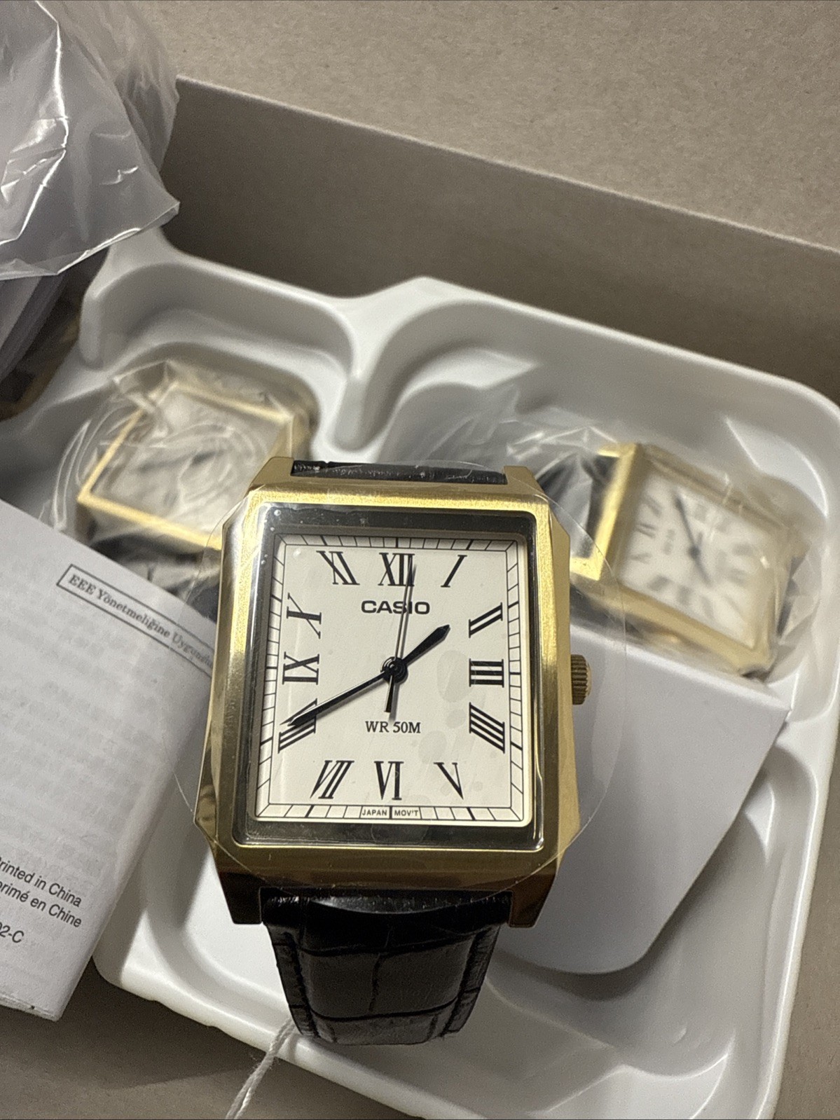 Casio MTP-B190GL-7B Men’s Classic White Dial Brown Leather Strap Watch