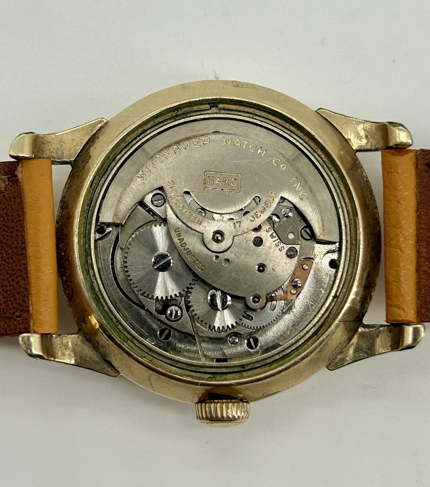 Vintage Wittnauer Automatic 17J 33.4mm 10K Gold Filled Radial Dial Swiss Runs