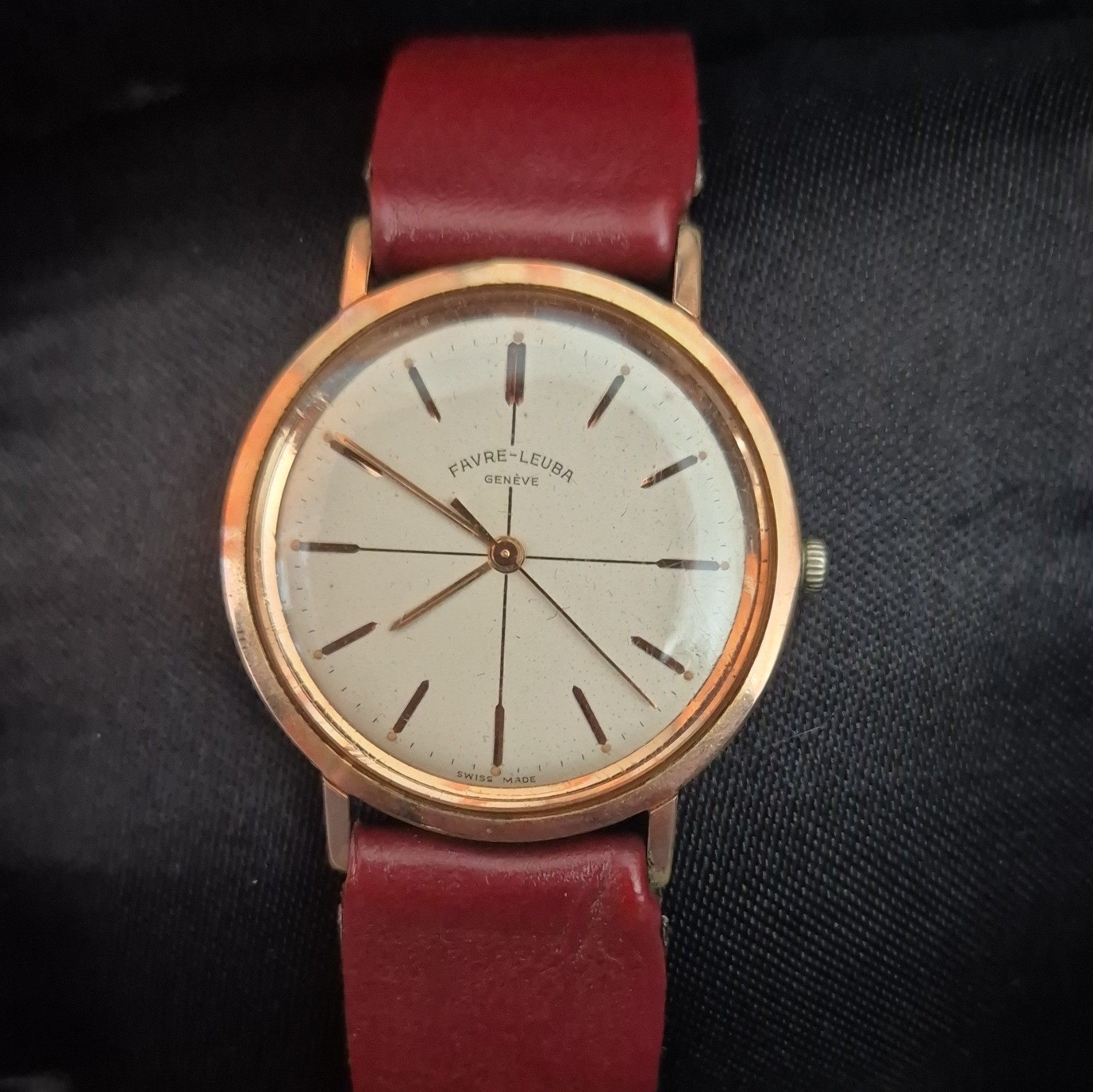 Favre-Leuba Geneve Manual Wind 17J Swiss Gold Plated Silver Dial 34mm