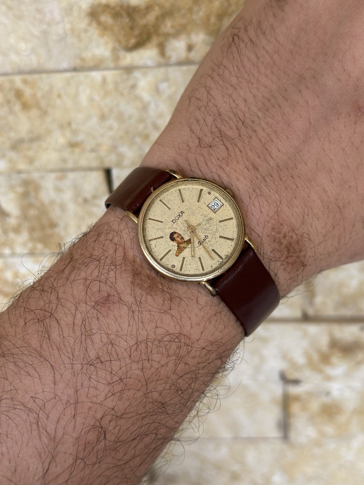 1980s Vintage Doxa Saddam Hussein Iraq Gift Watch Quartz 32mm Rare Authentic