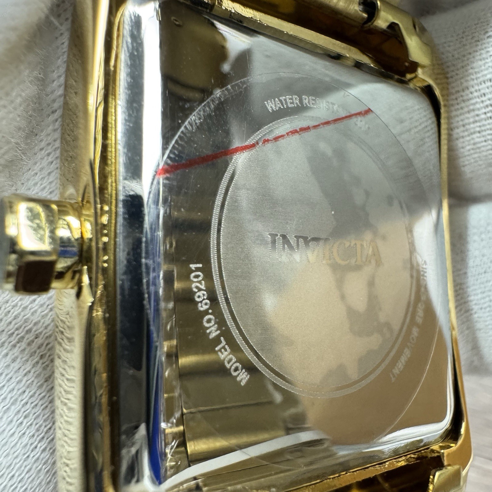 Invicta Celestial Watch Men 35mm Gold Stainless Steel Gold Dial Rectangle Quartz