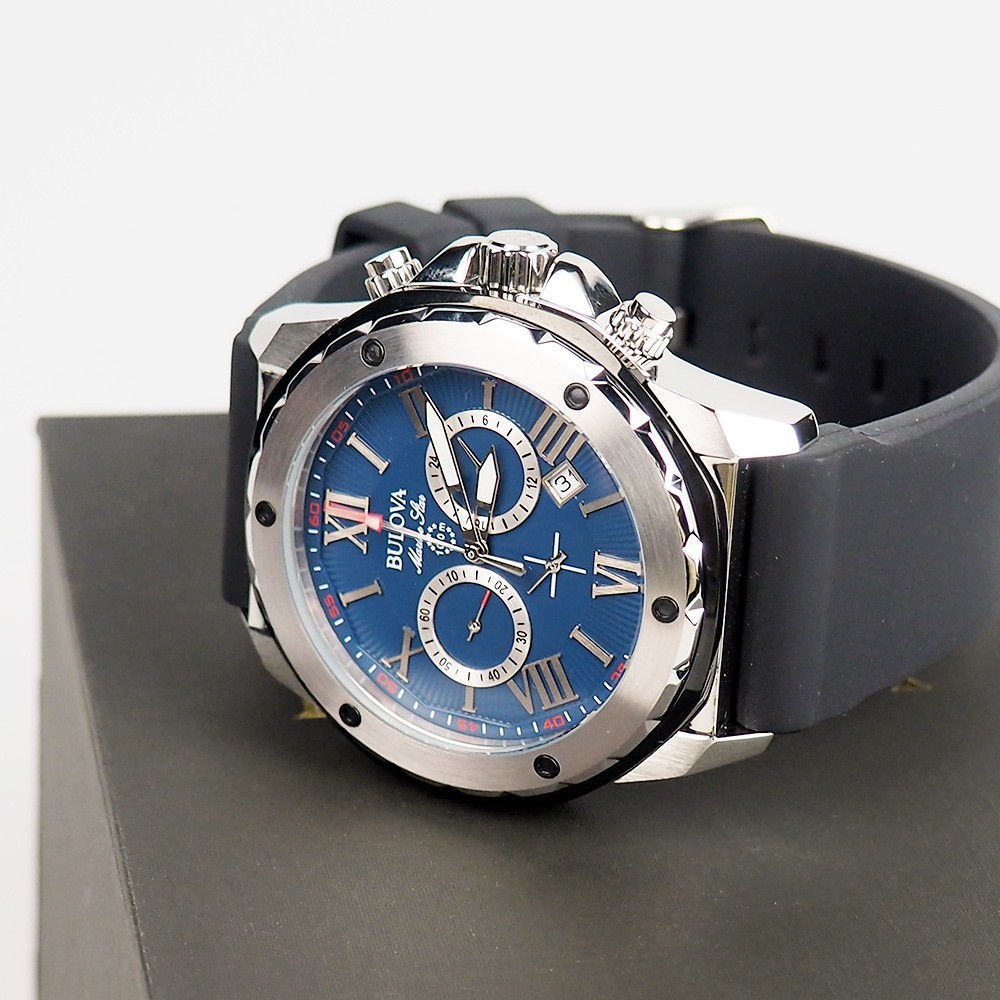 Bulova Marine Star 98B258 Blue Silicone Strap Chronograph Men’s Quartz Watch