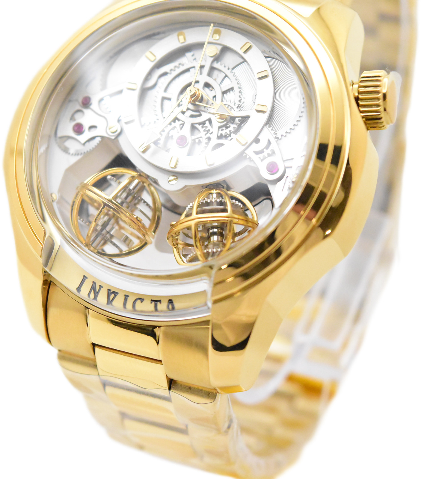 Invicta Specialty Twin-Axis Men’s 46mm Quartz Watch Gold Skeleton Dial 48900
