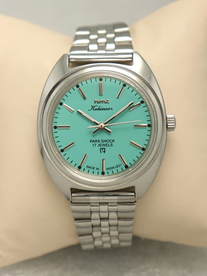 Used HMT Kohinoor Turquoise Color Dial Shock 17 Jewels Hand Winding Men’s Watch