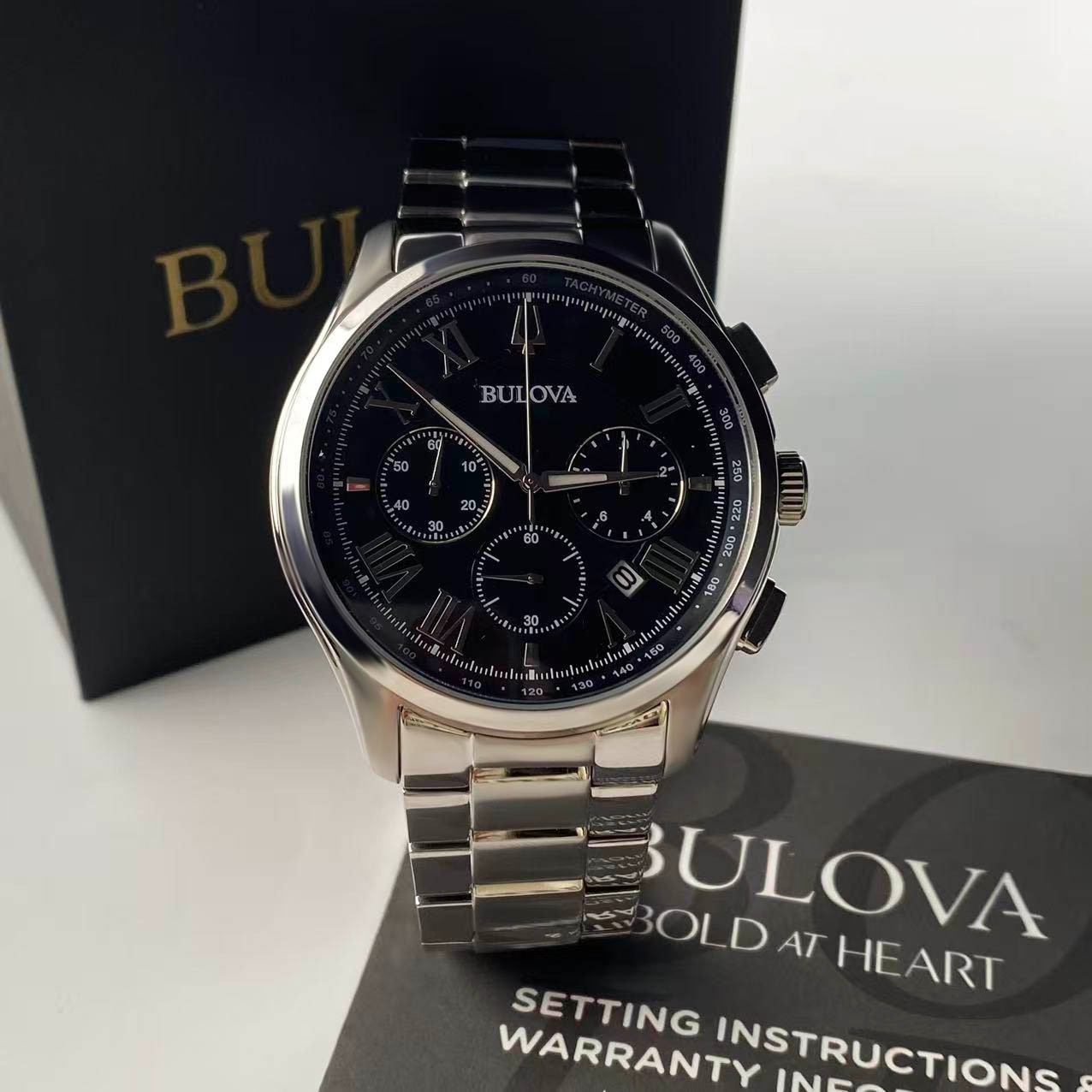 Bulova 96B288 Men’s Wilton Chronograph Quartz Watch Black Dial Stainless Steel