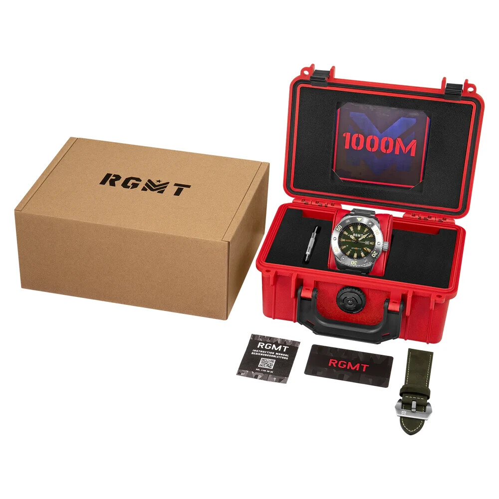 RGMT RG-8056-44 All-Brite Automatic Tactical Men’s Watch 100ATM $1,500 -NEW/RARE