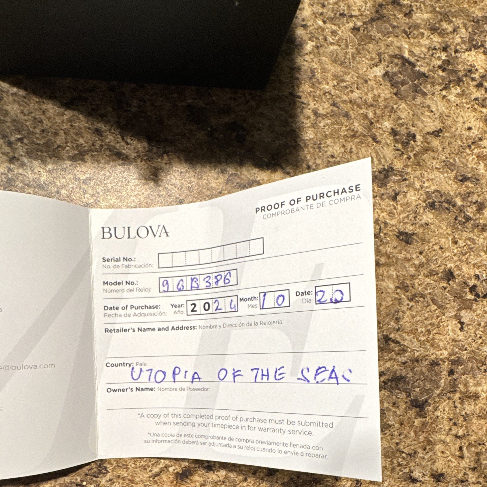 Bulova Wilton 3 hand quartz timepiece. Model number-96B386
