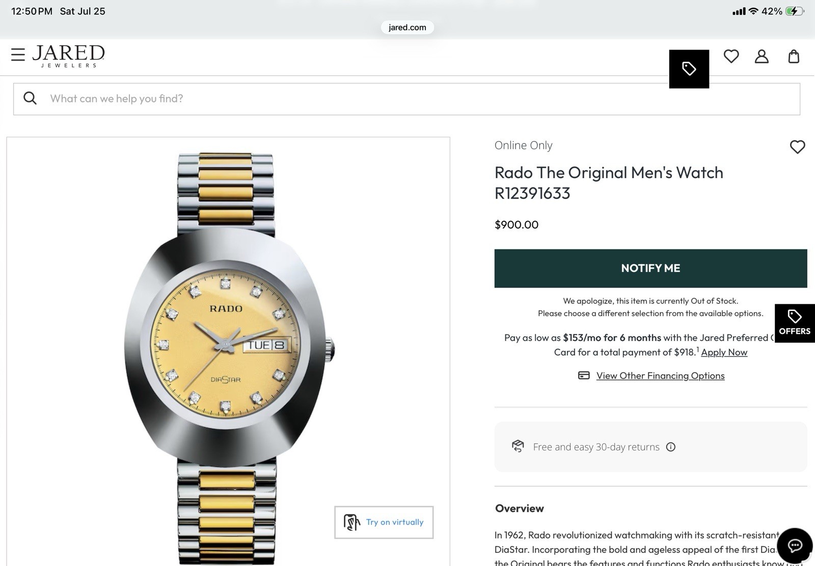 Rado The Original Mens Watch