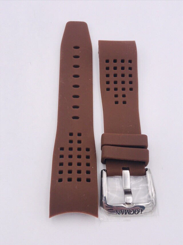 Locman Strap For Aviator Watch Brown Rubber Discounted New