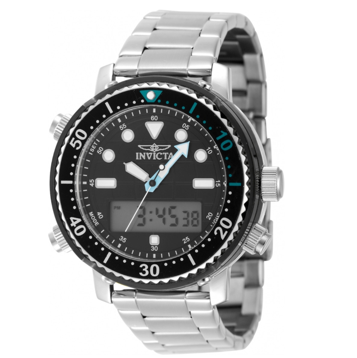 Invicta Pro Diver 46.5mm Men’s Stainless Ana-Digi Dual Time Watch 48370