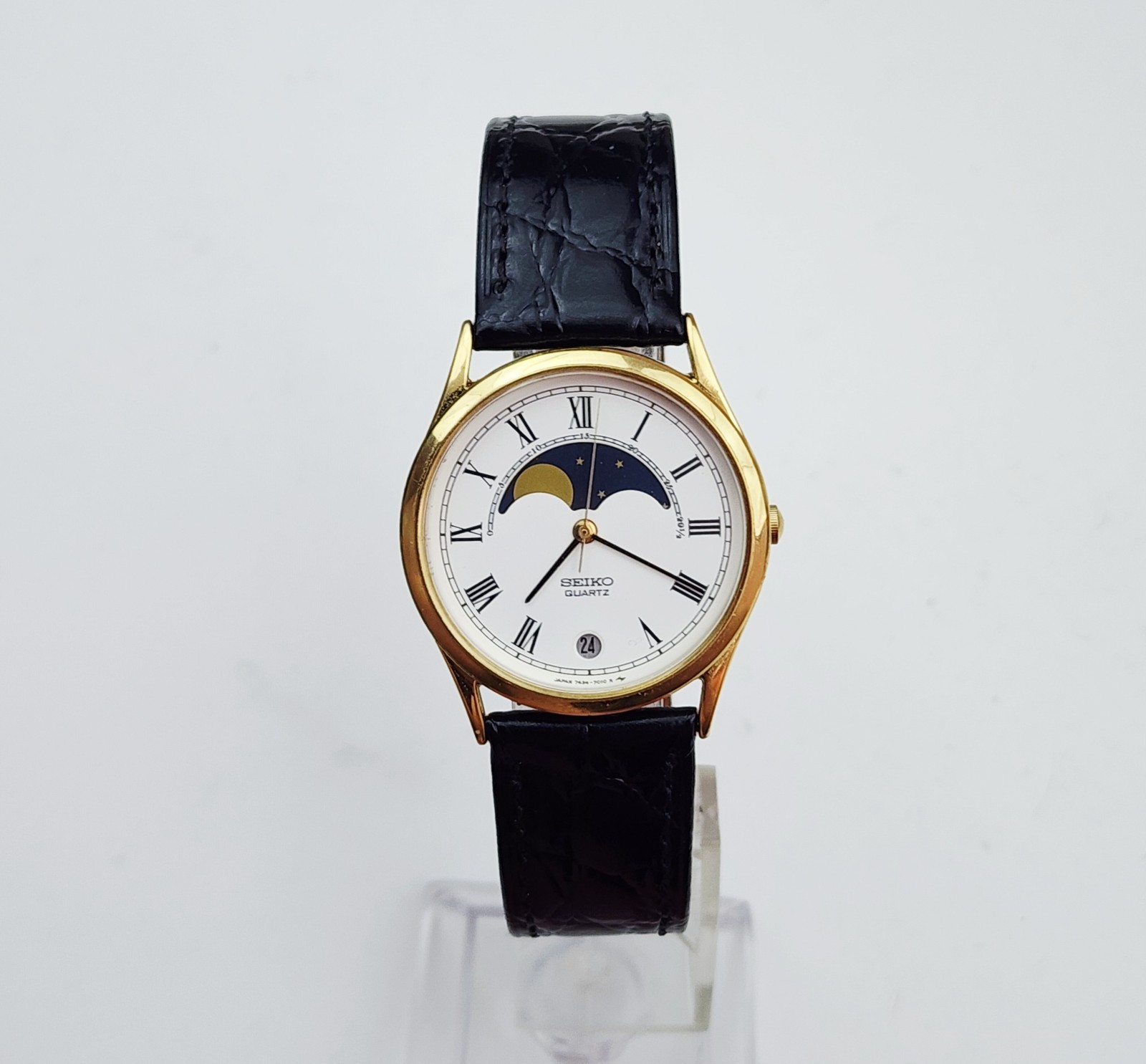 Men’s Vintage 1987 MOONPHASE Watch SEIKO 7434-7000. Midsize. In BOX