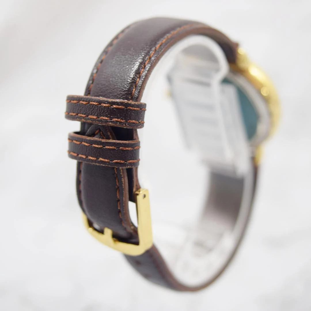 SEIKO Chariot 2628-0140 Quartz SS Gold Plated 1.25in Dial White Gold Brown
