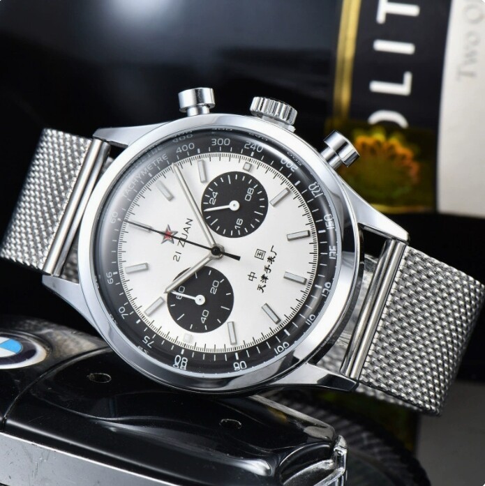 Seagull 1963 Quartz Sapphire Chronograph Watch 42mm Waterproof Luminescent Orig