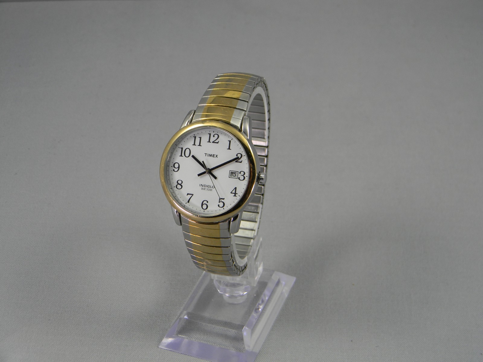 Timex Indiglo Watch Men Easy Reader 35mm Two Tone Date Stretch New Battery 6.75+