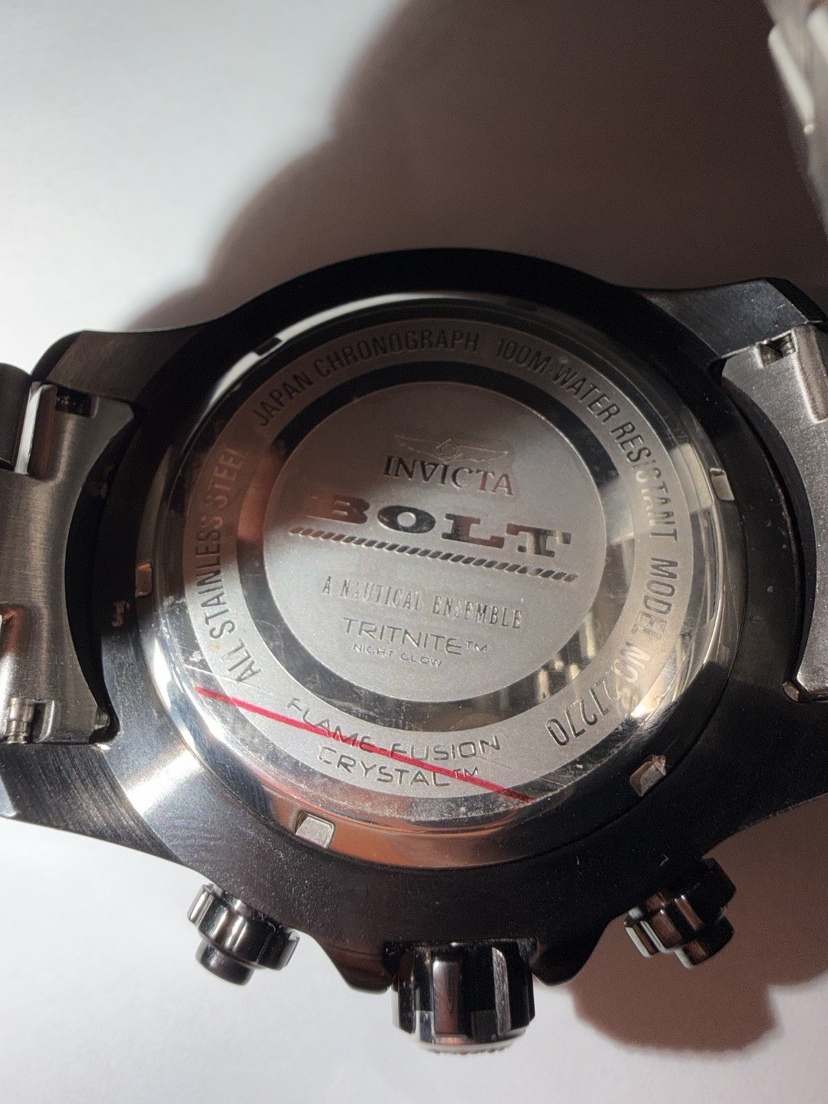 Invicta Bolt Men’s Quartz Chronograph Date 100m Black Dial Steel Bracelet