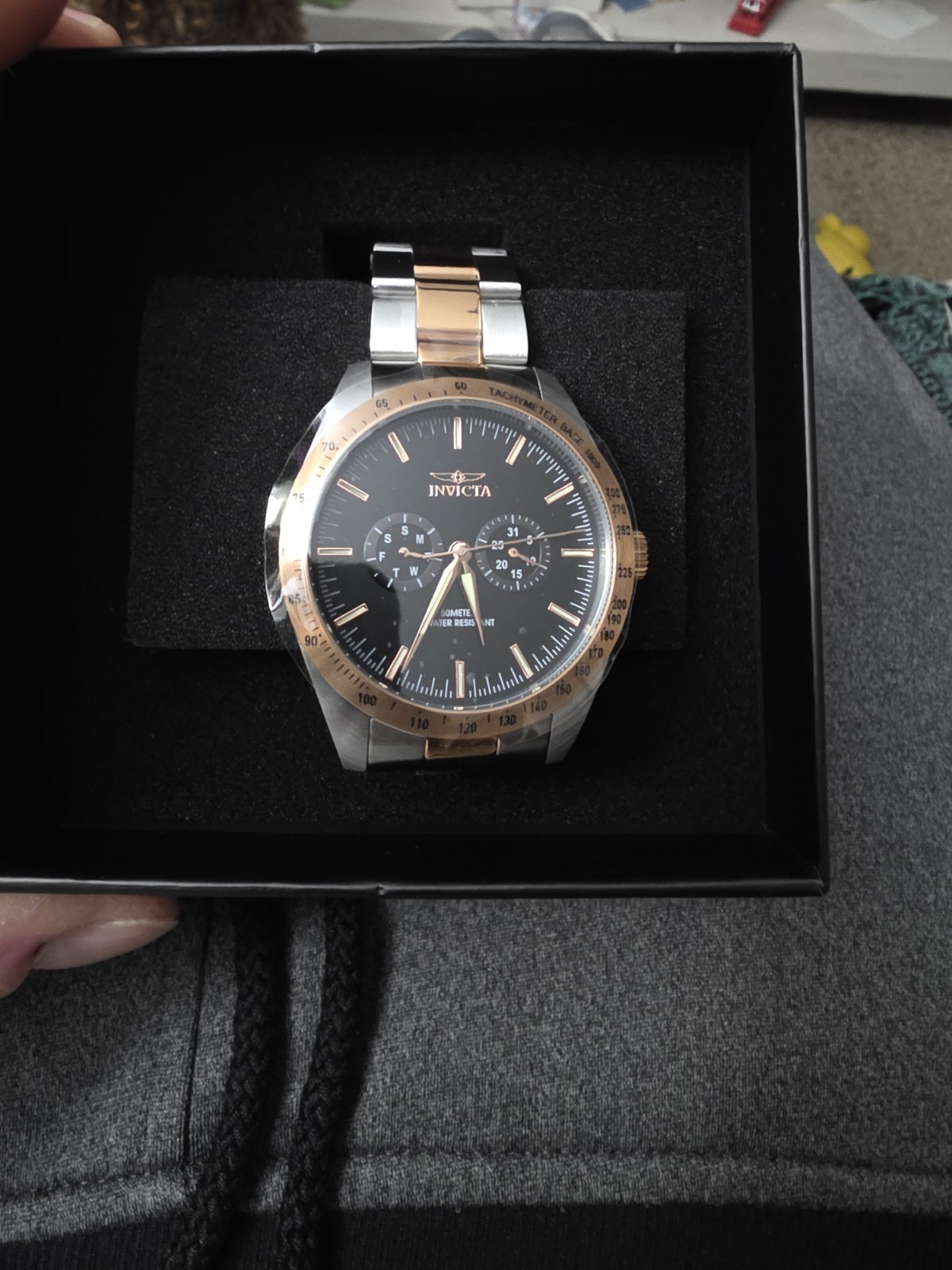 Invicta Men’s Special Quartz Multifunction Black Dial Two-tone Watch 45977