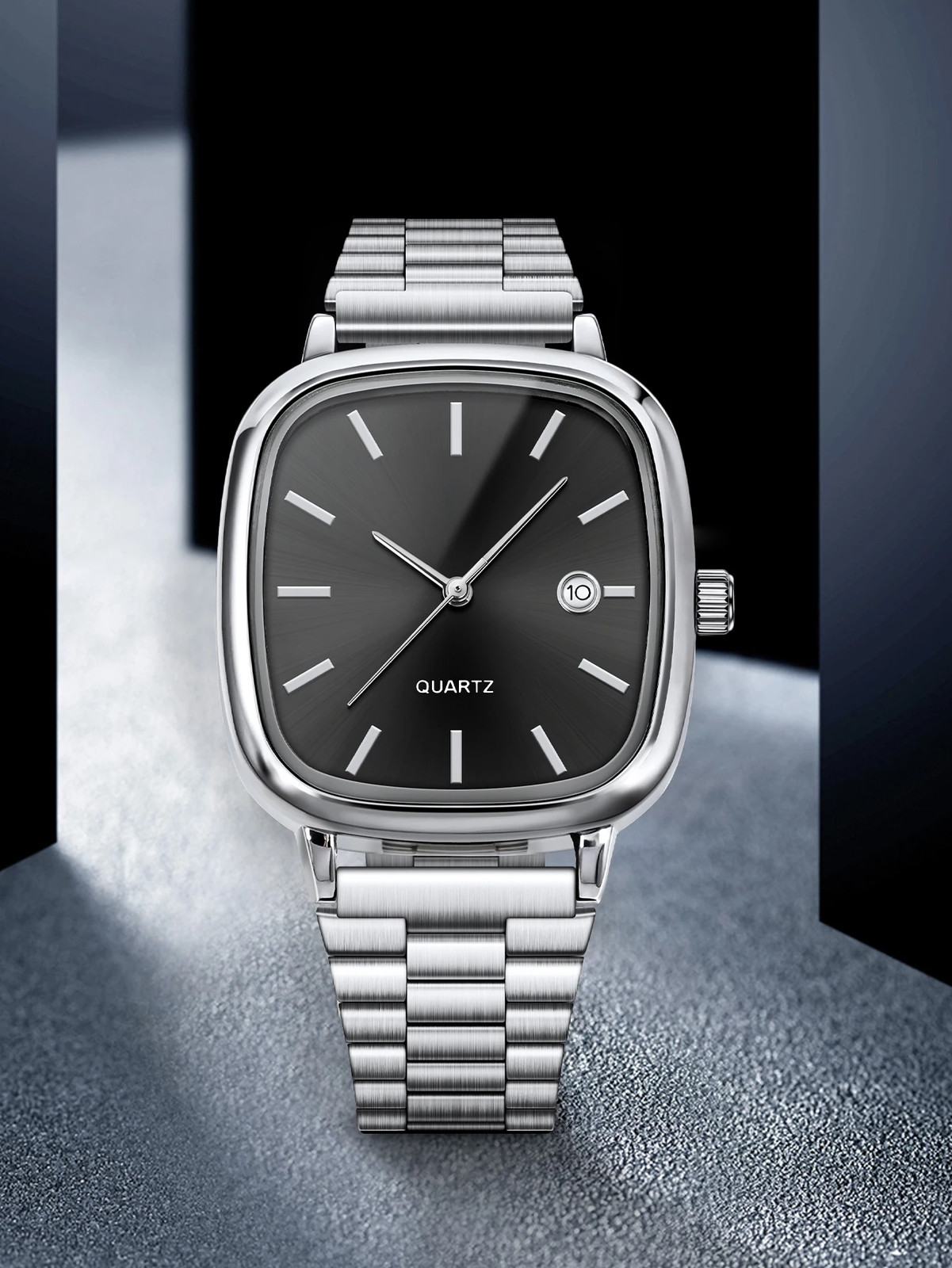 Modern minimalist square watch Business mens metal watch stainless