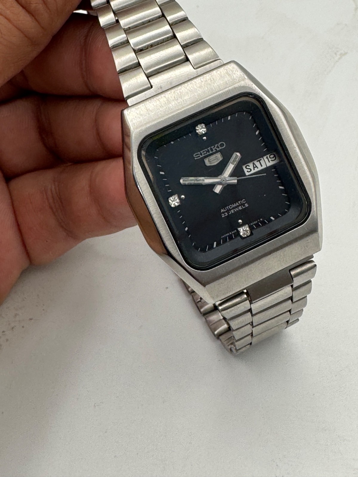 seiko 5 automatic 6349-501A black square for mans