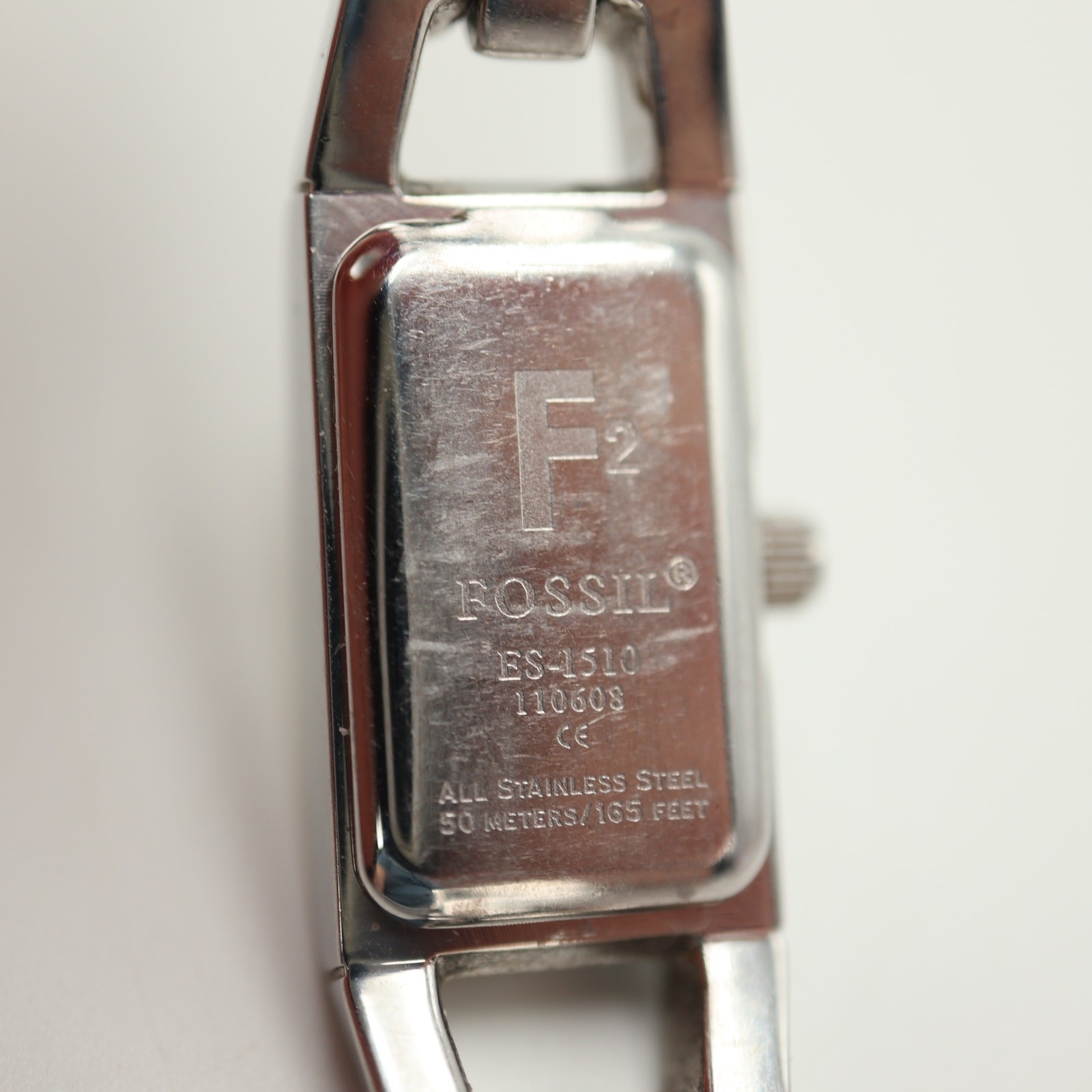 Fossil Petite Silver Tone Tank 12mm Womens Watch 5.75″ Steel ES1510 New Battery