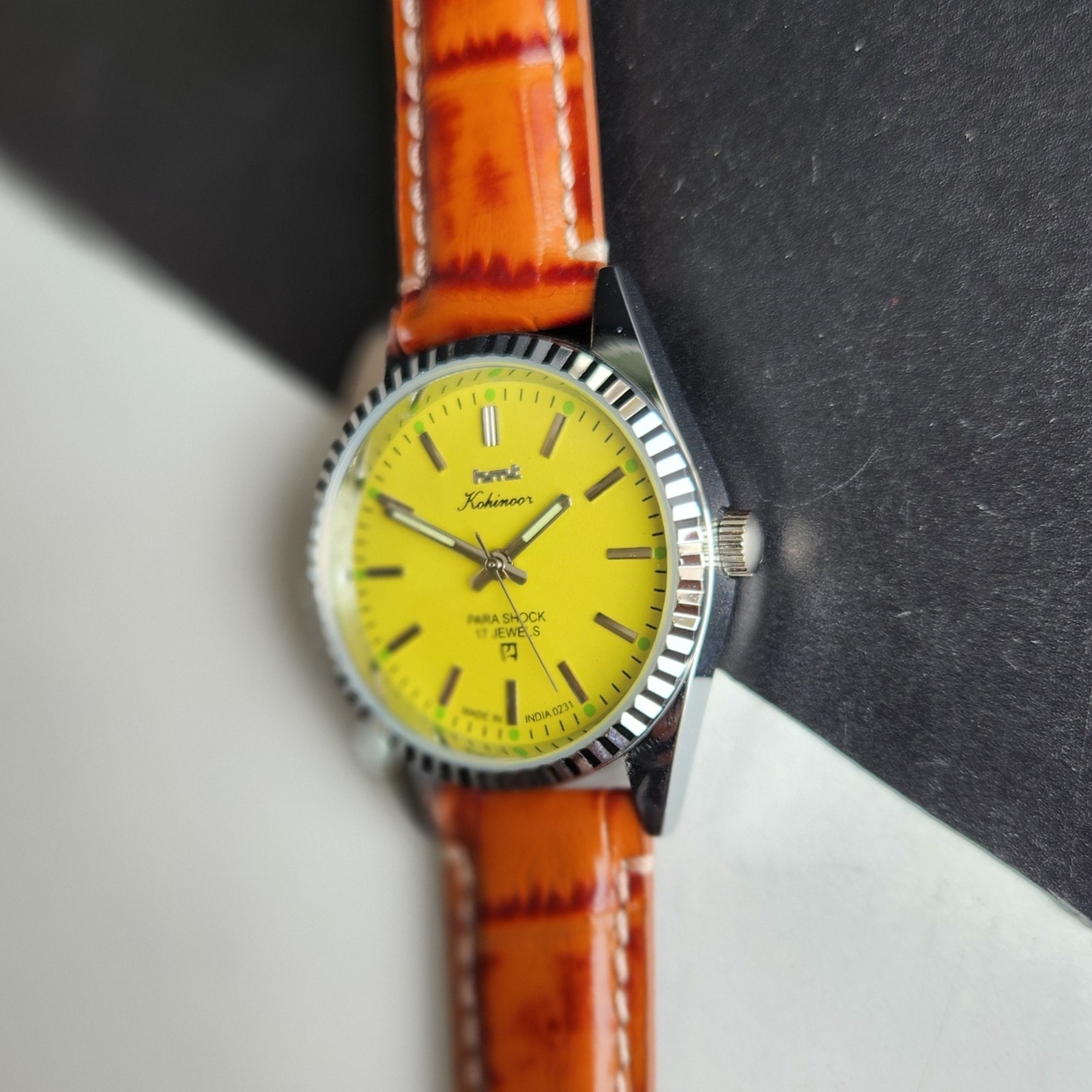Vintage HMT Kohinoor Fluted Bezel Mechanical Hand Winding Wrist Watch A16