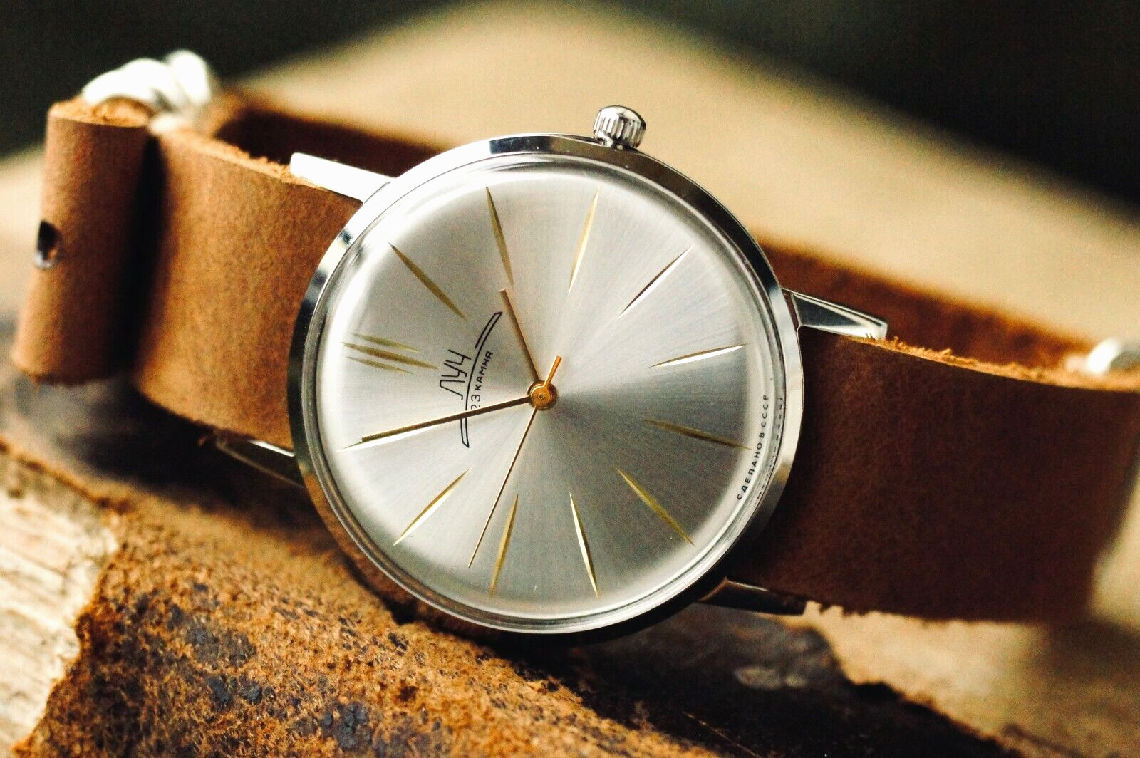 LUCH Ultra SLIM Watch Mechanical (POLJOT De Luxe) Men’s Leather Strap