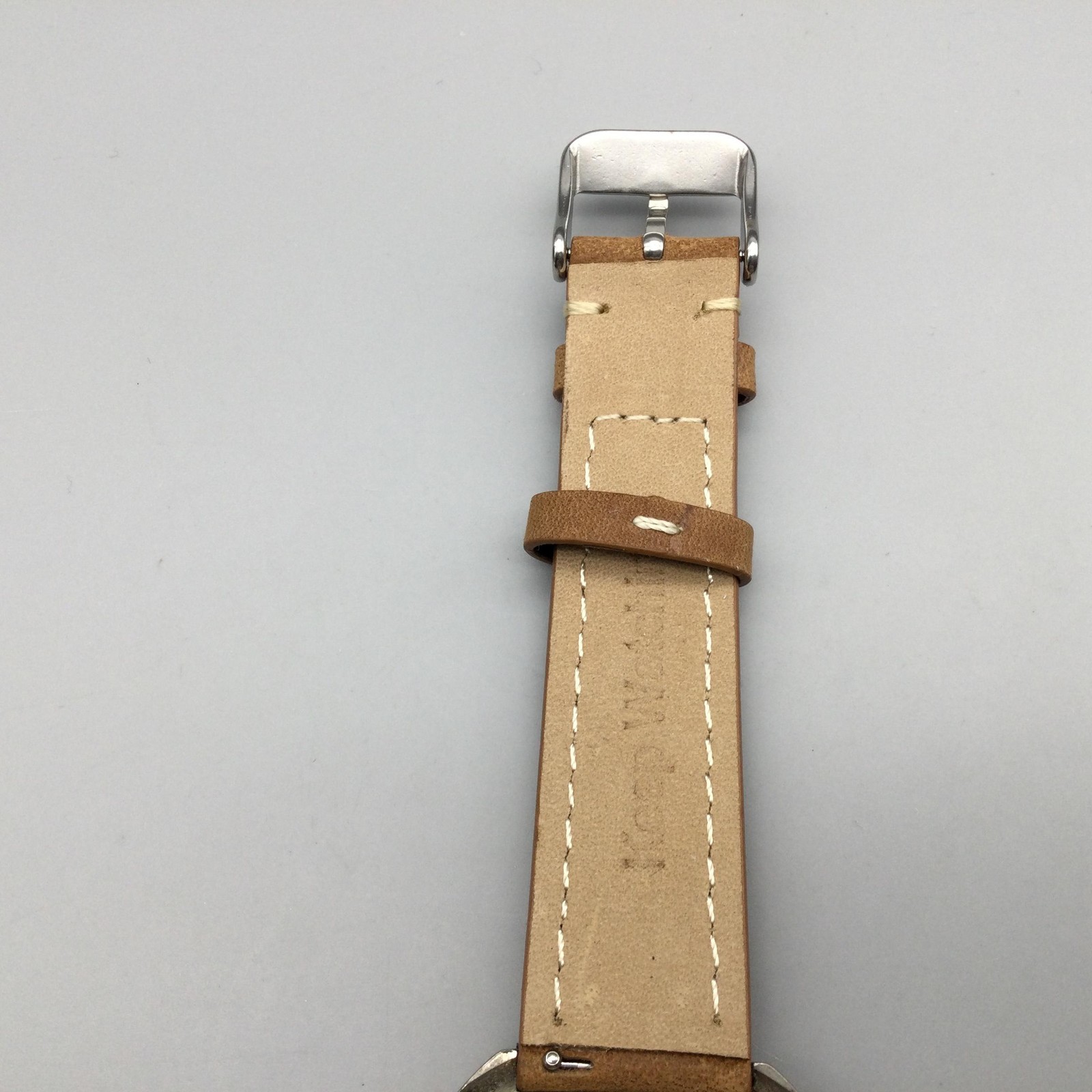 Gitano Time Watch Unisex 39mm Silver Tone MOP Dial Tan Leather Strap New Battery