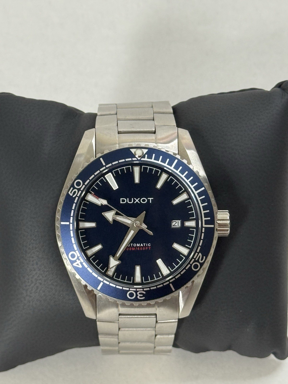 Duxot Tiburon Automatic Diver 200m 40mm Blue Dial Date Steel Bracelet Box