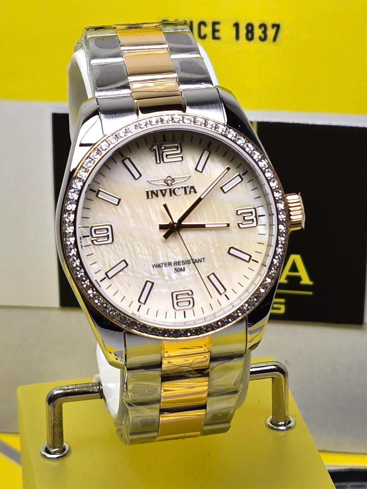 Invicta Specialty Lautus Unisex Watch w/Mother of Pearl, 38mm. Gold, Steel NEW!!