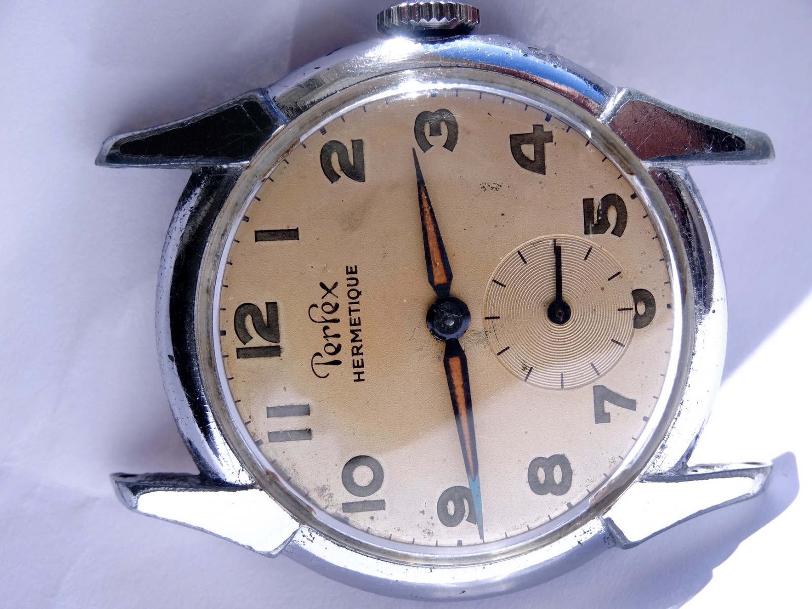 Perfex Hermetique Cal. Cupillard 233, Rare Case Maker, Crab Style, Patina, Works