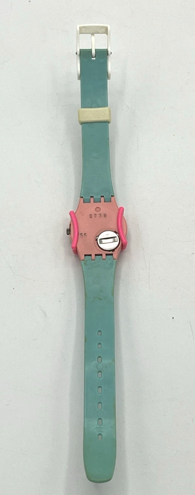 Vtg 1987 Original Swatch Watch LP103 Blue Cassata & Pink Guard Ladies Not Tested