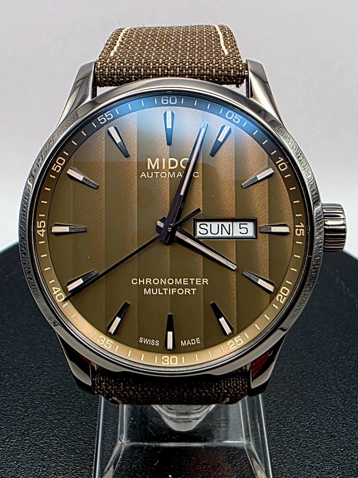 MIDO Multifort Chronometer COSC 42mm, Gunmetal & Brown MINT Condition full set!