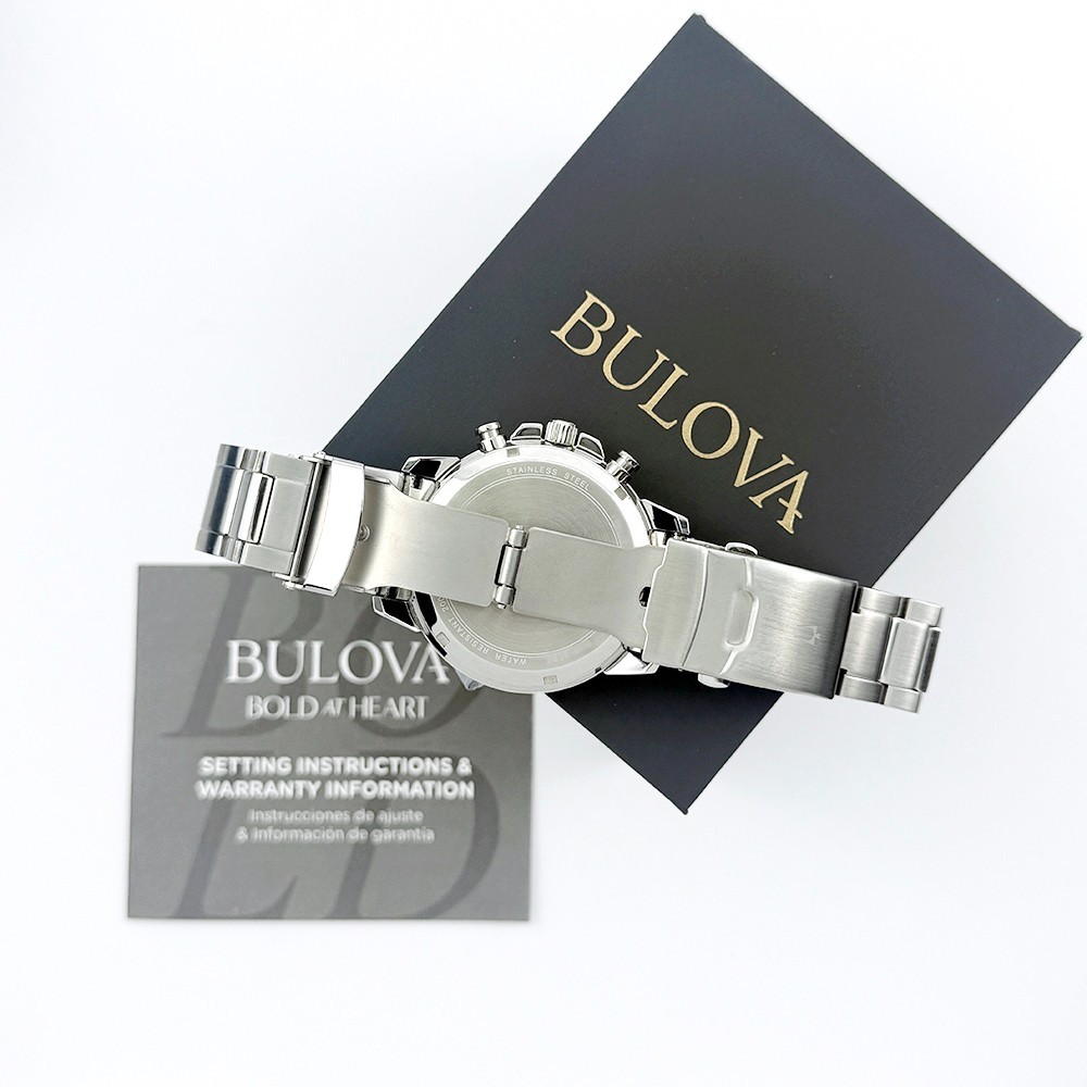 Bulova Men’s Marine Star Chronograph Quartz Black Dial Stainless Watch 96B272