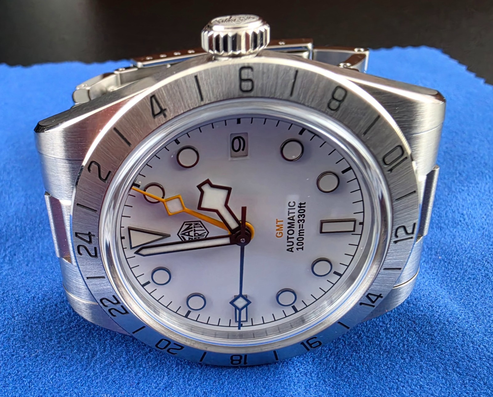 SAN MARTIN SN0054 GMT Automatic Stainless Steel 39mm Men’s Watch with Warranty