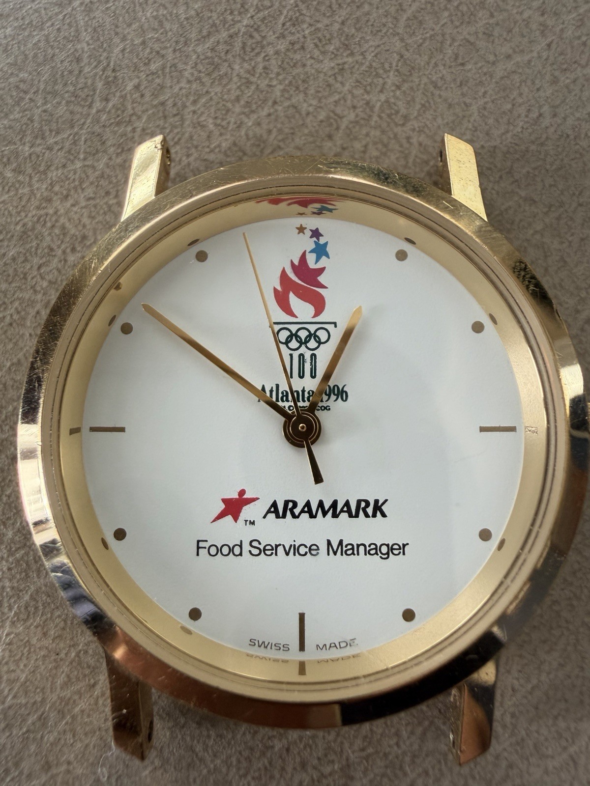 VINTAGE ARAMARK FOOD SERVICE MANAGER GOLD-TONE WATCH FACE 1996 ATLANTA OLYMPICS