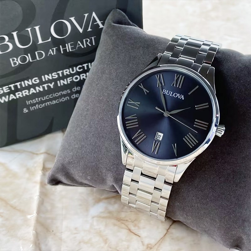 Bulova Classic 96B261 Gray/Black Dial Silver Bracelet Men Quartz Watch 40MM New