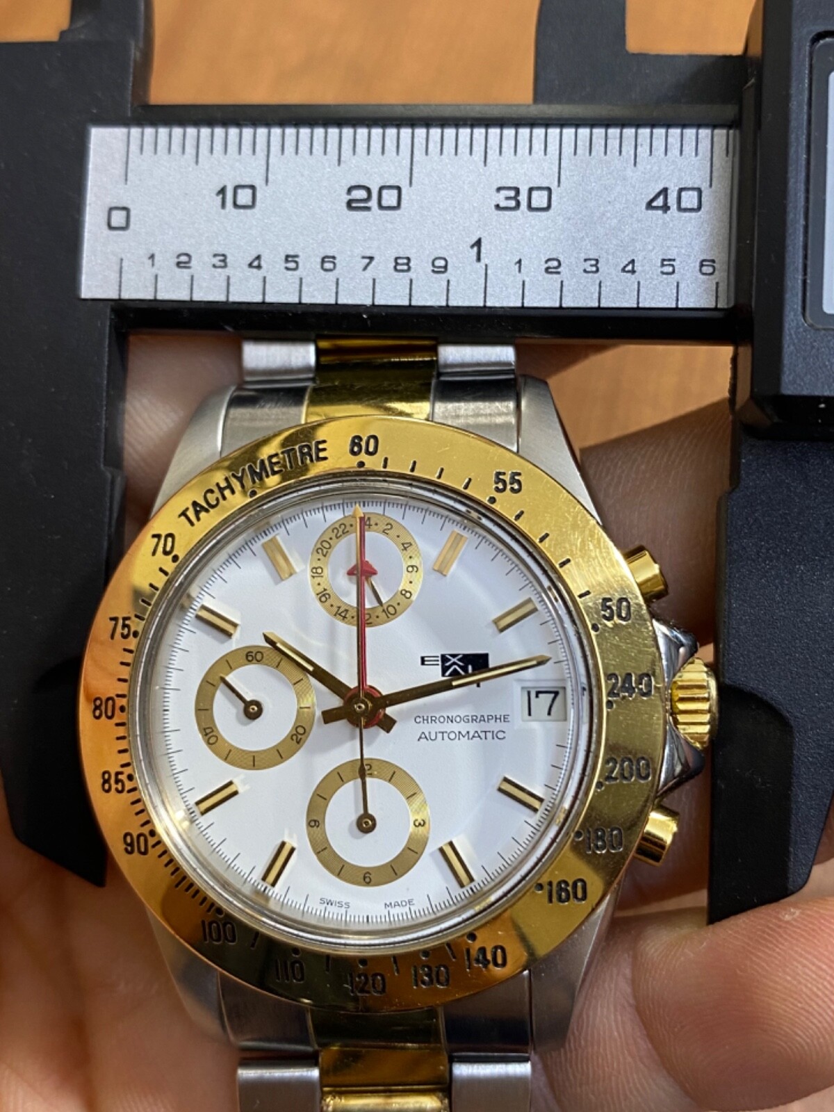 vintage EXALT watch Chronograph Lemania 5100 Automatic Date Demi PLS READ