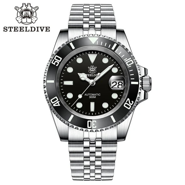 Steeldive Black SD1953 Seiko NH35 Automatic 300m Dive Watch Sapphire With Box