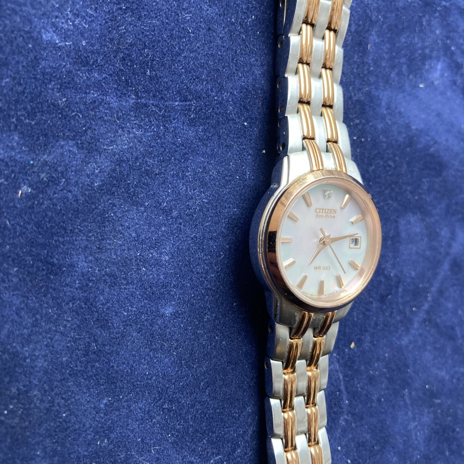 Citizen Ladies Eco Drive White Dial Date Two Tone Bracelet Watch EW1264-50A