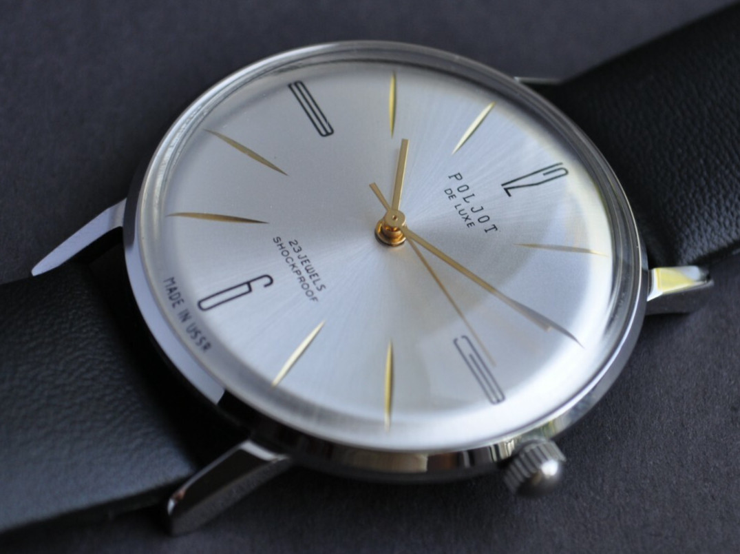 New Nos Vintage Watch Poljot De Luxe Extra SLIM 1970s Case Stainless Steel Rare*