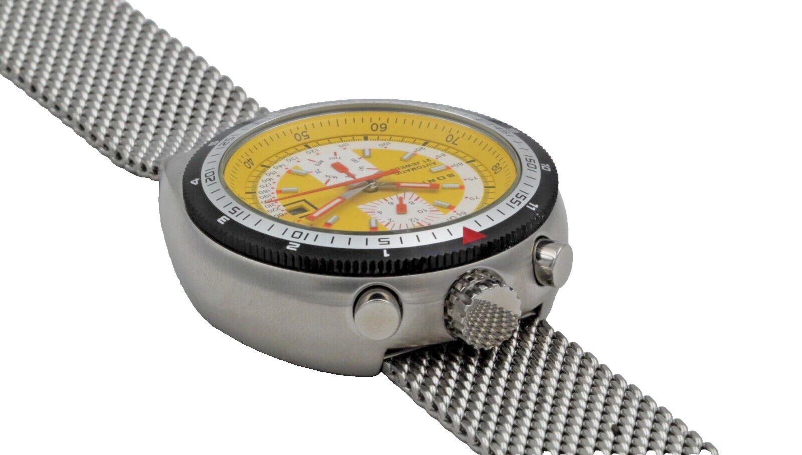 Sorna Bullhead Watch Automatic Retro-Style Yellow Men’s Watch 21 Jewels Ø 48 mm