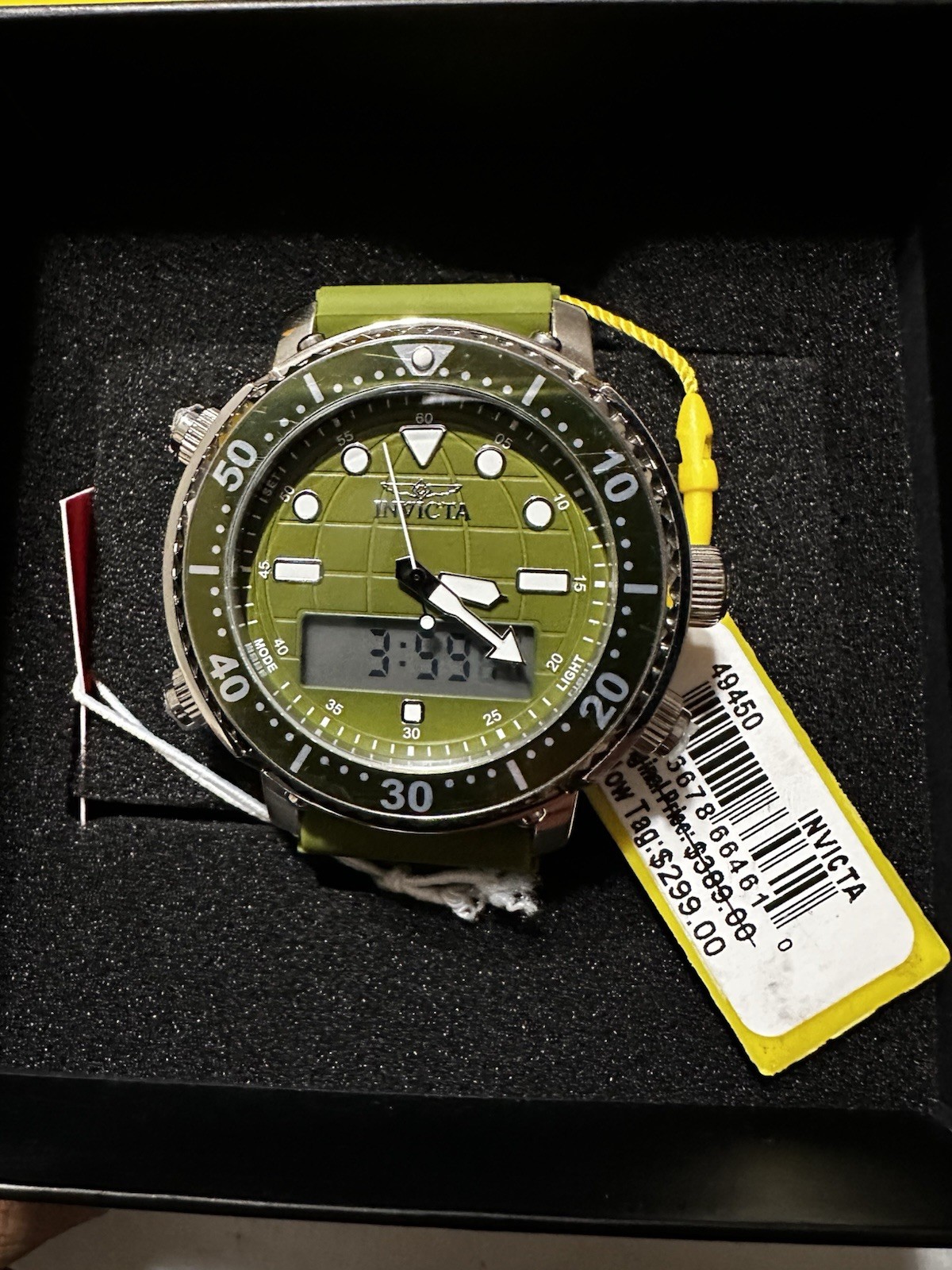 Invicta Pro Diver DigiQuartz Men’s Watch – 46.5mm, Army Green (49450)(msrp: 130)