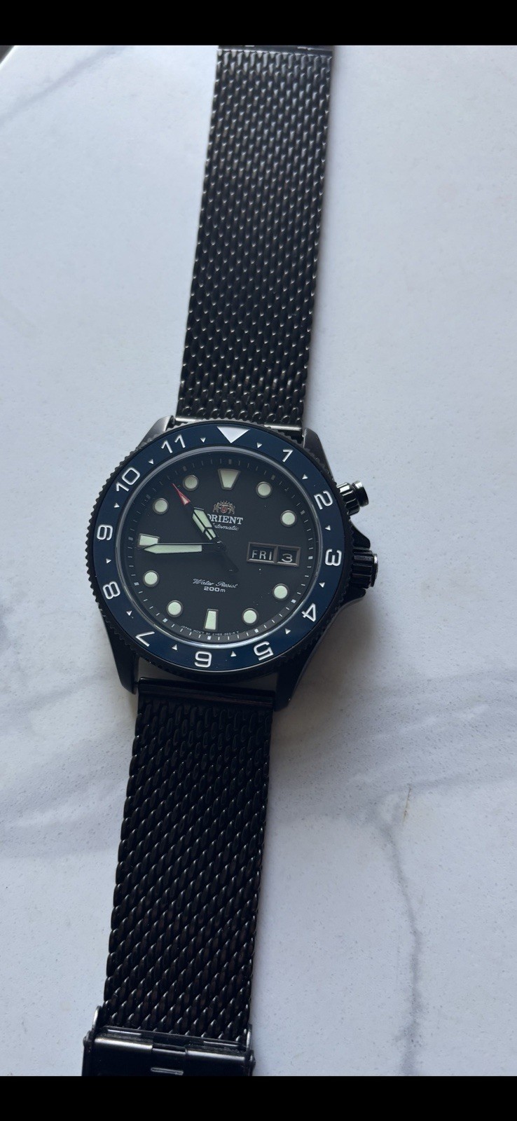 Orient Ray Raven I w/ Sapphire Crystal, Custom Bezel, Ceramic Insert, PVD Mesh