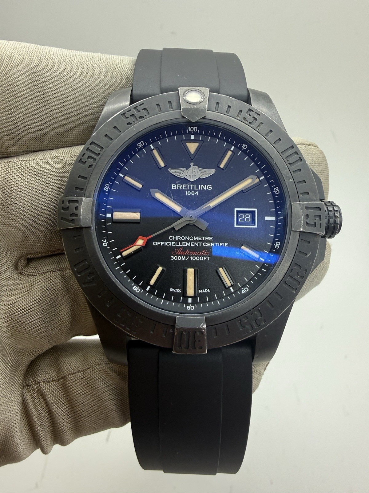 2017 Breitling Avenger Blackbird 48mm Automatic Rubber Strap Watch V17310 B+P
